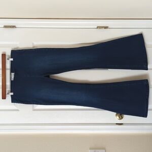 Free People Penny Classic Dark Wash High Rise Pull On Slim Flared Leg Jeans 31